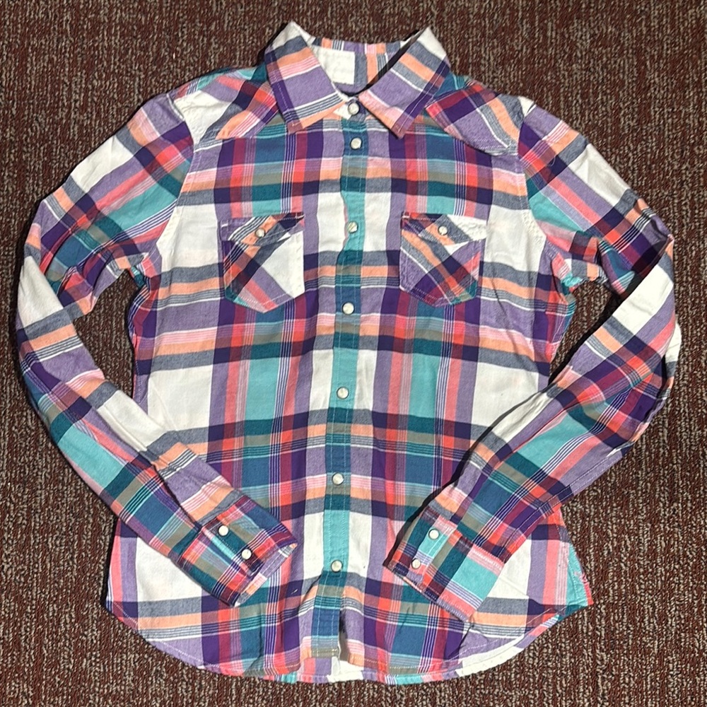 American Eagle Outfitters Multicolor Plaid Shirt 100% cotton western style shirt
